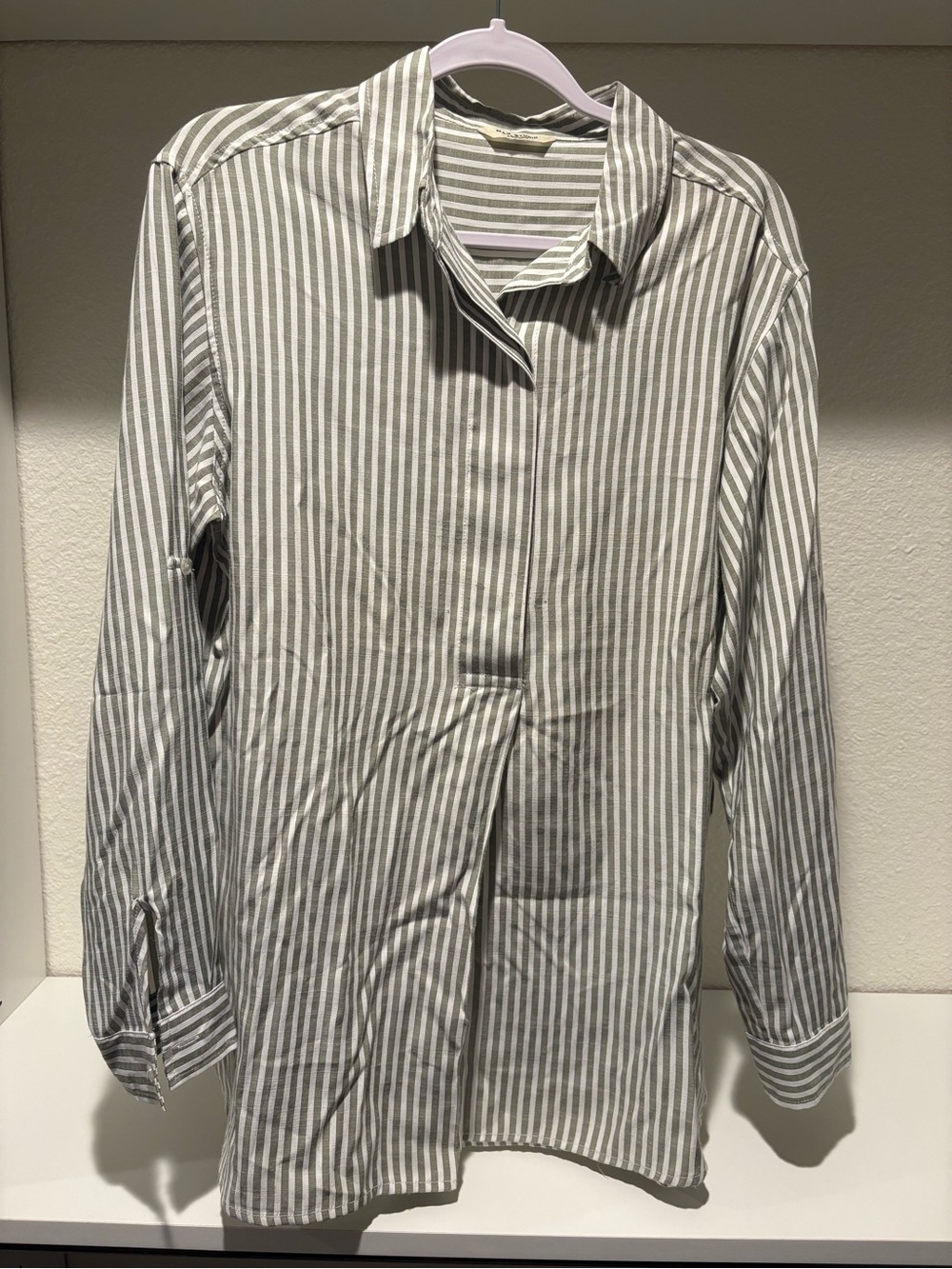 Max Studio Striped Button-Up Shirt - Picture 1 of 7